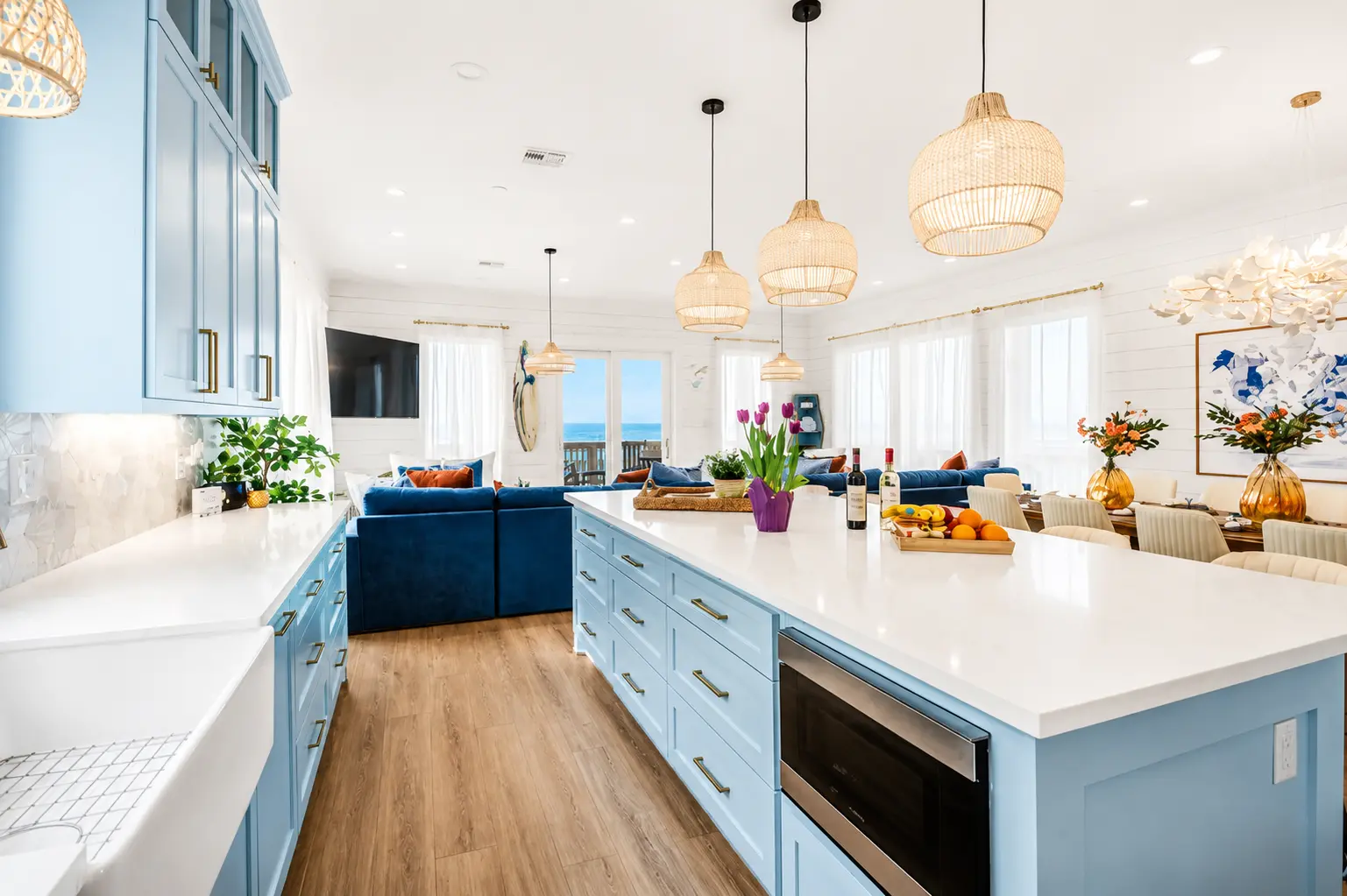 Kitchen with high-end appliances and quartz counters