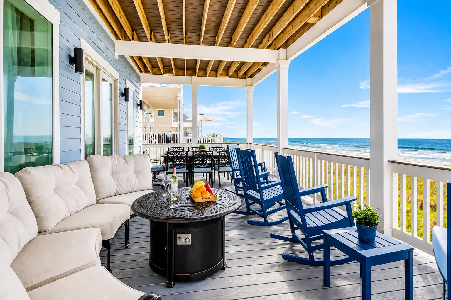 Covered balcony overlooking the Gulf of Mexico
