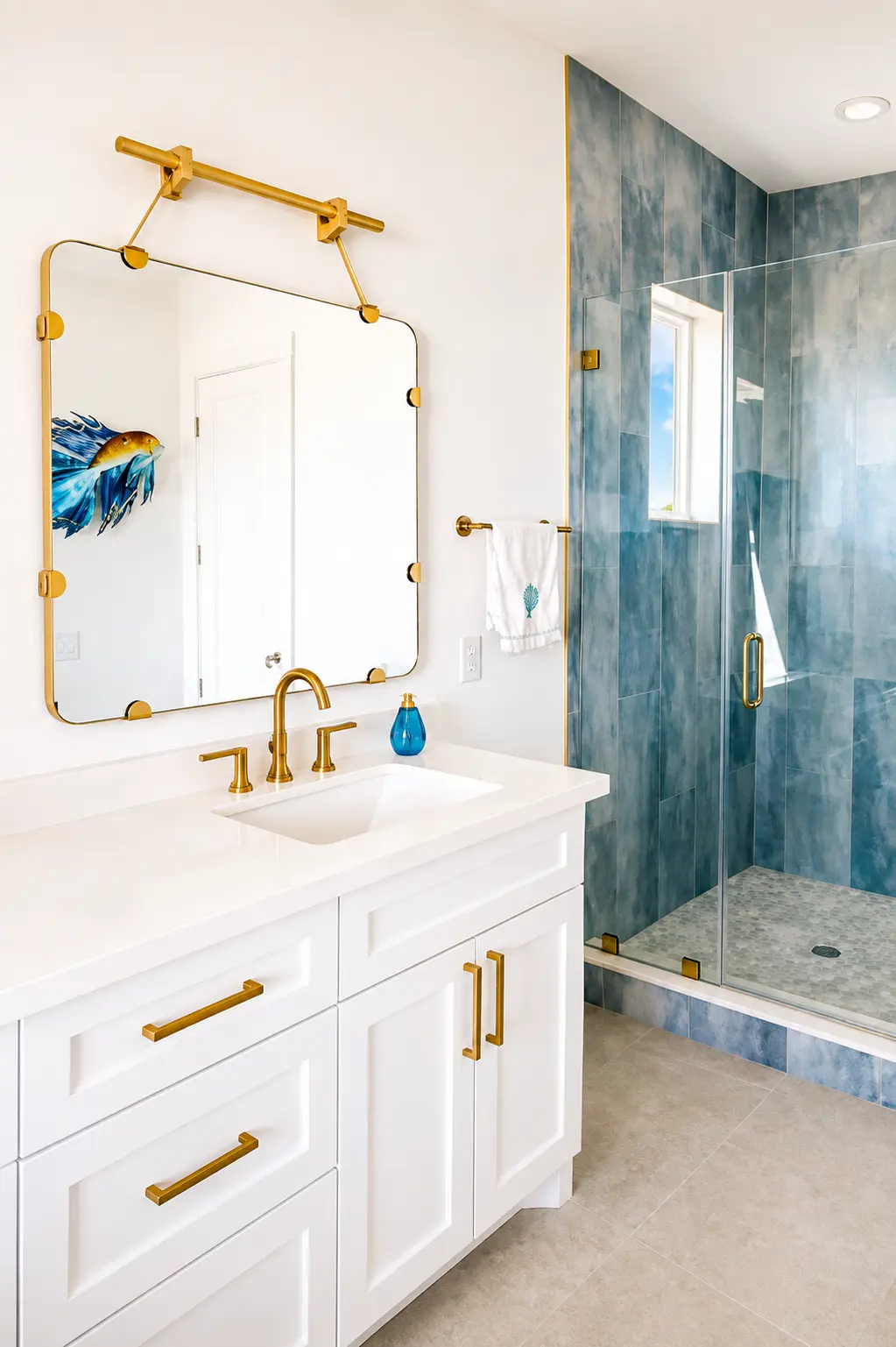 Powder room with modern fixtures
